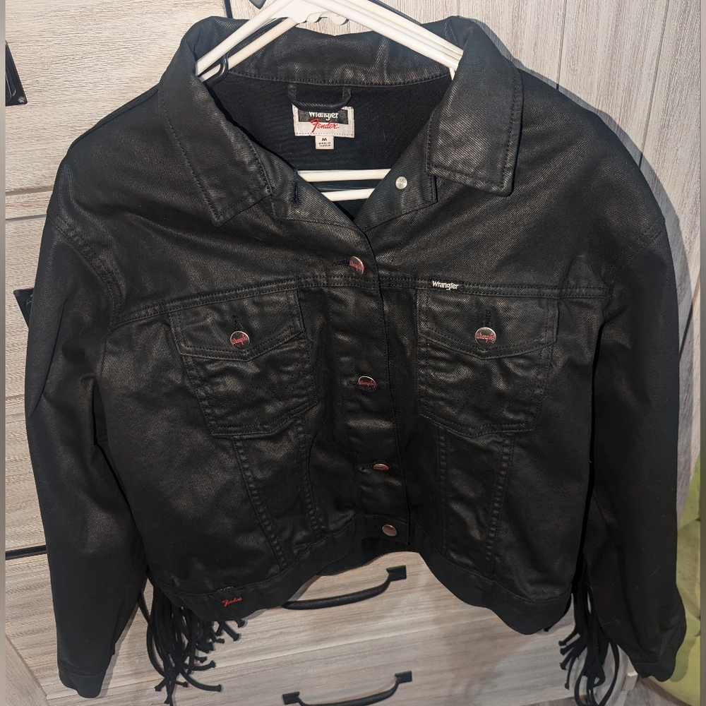 Wrangler Jackets & Coats | Wrangler X Fender Black Waxed Demon Fringe Jacket M